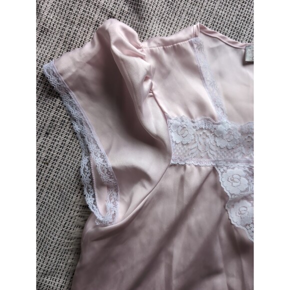Jaclyn Smith VINTAGE Light Pink Lace Trim Nightgown Mid Length Cap Sleeve L - Picture 3 of 10